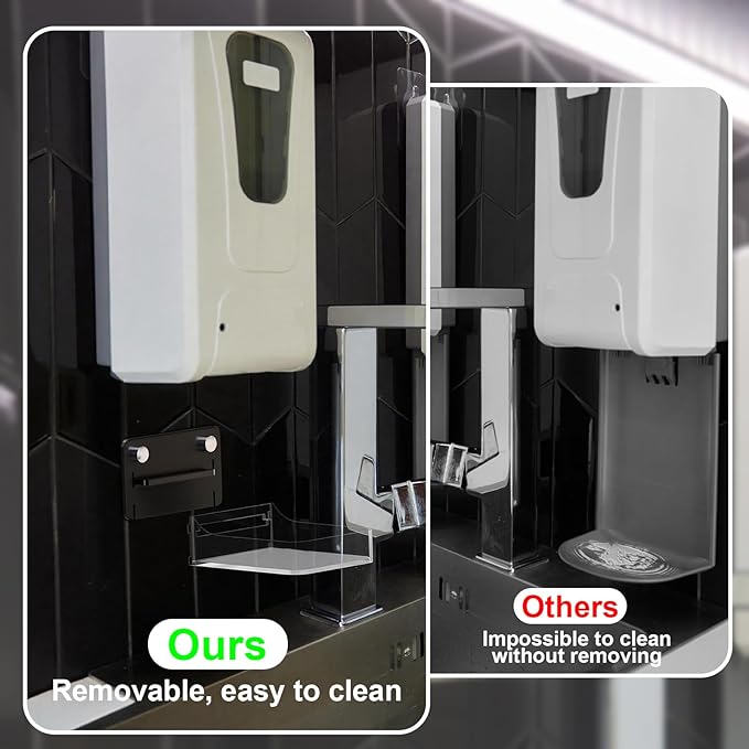 Acrylic Dispenser Drip Tray Wall Mount Removal Soap Dispenser Bracket, Laundry Detergent Drip Catcher Prevent Dripping and Spraying, Soap Dispenser Water Tray, Detachable for Cleaning