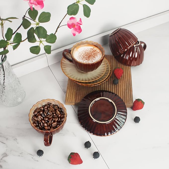 6.7 oz Ceramic Coffee Mug, Reactive Glaze Mug, Suitable for Latte, Coffee, Tea, Soup, Ideal for Office and Home Use, Dishwasher and Microwave Safe, 4-Pack.