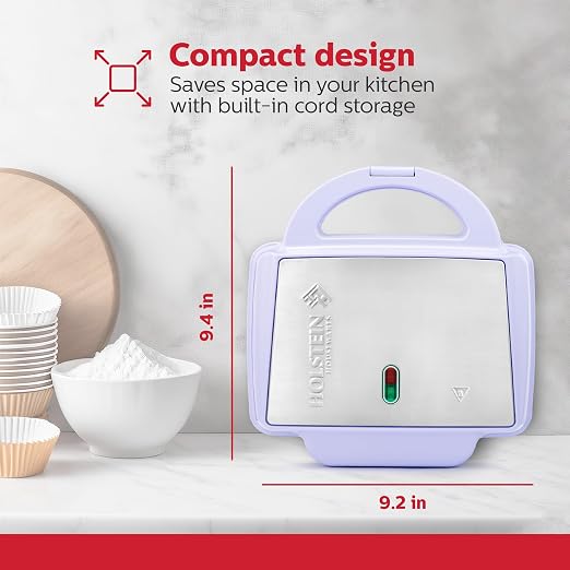 Holstein Housewares Non-Stick 6-Count Electric Cupcake Maker Machine – Bakes 6 Cupcakes, Muffins, Pizza Cups, Cinnamon Buns – Perfect for Gifts, Birthdays, Holidays, or Bake Sales, Lavender