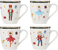 Lenox Coffee Mugs, Set Of 4 Nutcracker Ballet 13 Oz Coffee Mugs, Porcelain Material with Gold Accents, Dishwasher and Microwave Safe, Assorted Nutcracker Design, Christmas Decorations (13 Oz, 4 Piece)