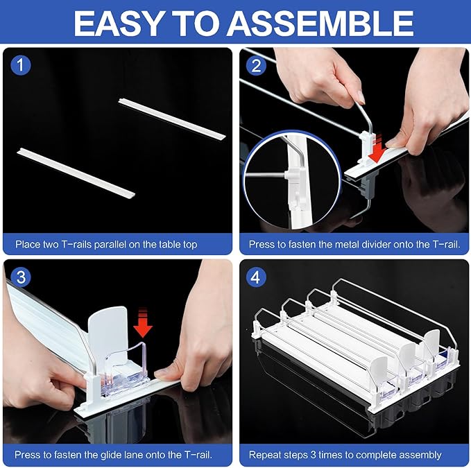 Drink Organizer for Fridge, Automatic Pusher Drink Dispenser for Refrigerator, Soda Can Organizer for Beer Beverage Holds up to 25-5Row (15.3" D x 16.54" W)