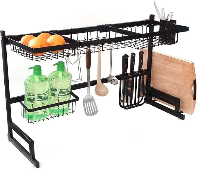 HTTMT- Over The Sink Dish Drying Rack Shelf Stainless Steel Storage Cutlery Holder 33" [P/N:ET-DISHRACK002]