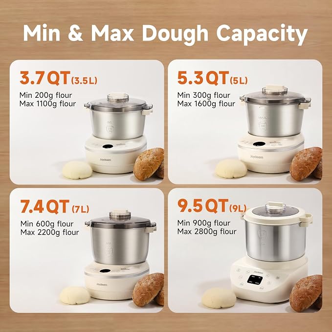 Joydeem HMJ-A701 Electric Dough Maker (7.4Qt) with Ferment Function - Ideal for Bread, Pizza, Sourdough & Dumpling Dough Mixer