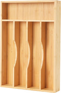 Upassion Bamboo Kitchen Drawer Organizer, 9 Inch Silverware Utensil Holder for Samll Drawer, Narrow Silverware Organizer for Cutlery Knives