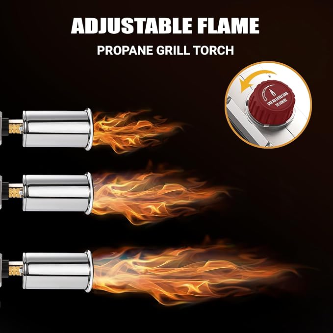 ARTFLAMM Propane Torch Gun, Powerful Cooking Grill Torch Gun, Adjustable Flamethrower Multi Use Blow Torch for BBQ, Campfire, Charcoal Wood Grills Lighter(Tank Not Included)