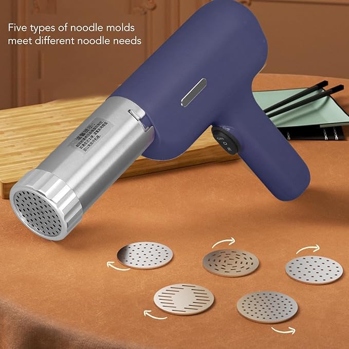Electric Pasta Maker, Automatic Portable Handheld Noodle Maker with 5 Noodle Mould, Household Cordless Multifunction Spaghetti Ramen Maker, Noodle Press Machine for Homemade