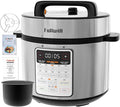 Fullwill 8QT Electric Pressure Cooker, 12-in-1, Ceramic Nonstick Pot, Sauté, 1200W Fast Cook, Slow Cook, Steam, Yogurt, Rice Cooker, for Family Meals, 1200W,Silver
