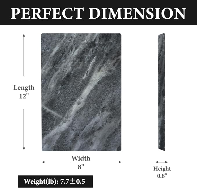 Koville Brazilian Natural Marble Cutting Board for Kitchen, 12x8inch Hand Crafted Marble Slab for Cheese, Charcuterie, Pastry Board - Wedding Gift, House Warming Gift