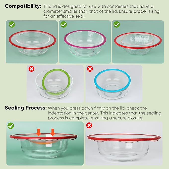 Silicone Stretch Lids Bowl Covers - Reusable silicone covers for food storage, Elastic Bowl Covers for Glass Containers, Round & Rectangle Containers, Food Covers for Keep Food Fresh, 4.6-7.8", 4 PCS