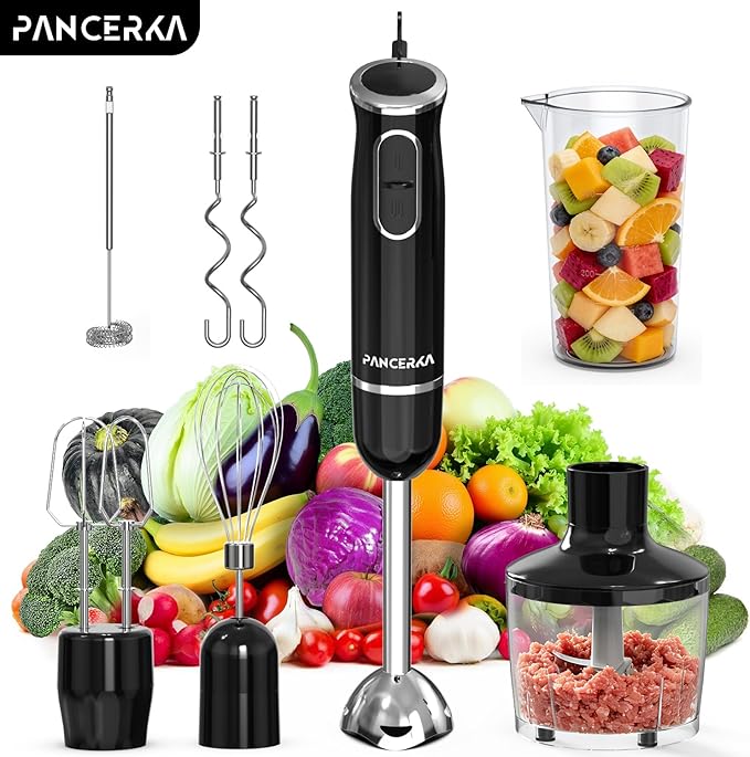 8 In 1 Electric Immersion Blender, Multi-Purpose Hand Blender With Turbo Mode, Detachable Base, 304 Stainless Steel handheld blender With Whisk, Milk Frother Attachments, For Smoothies