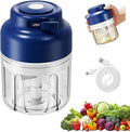 2026 New Household Electric Garlic Crusher, Rechargeable Mini Food Chopper with USB Cable, Strong Battery Life, One-Touch Operation for Chopping Garlic, Onion (Blue, L)