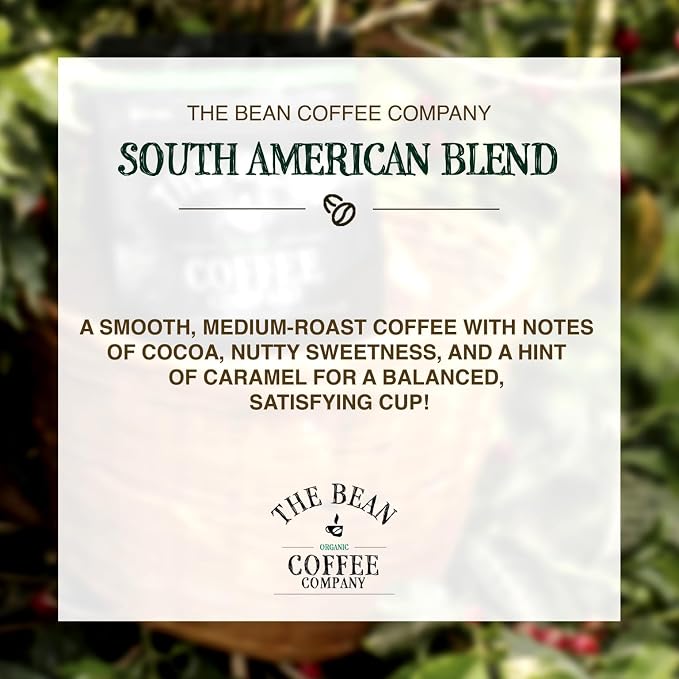 The Bean Organic Coffee Company South America, Medium Roast, Whole Bean Coffee, 16-Ounce Bags (Pack of 2)