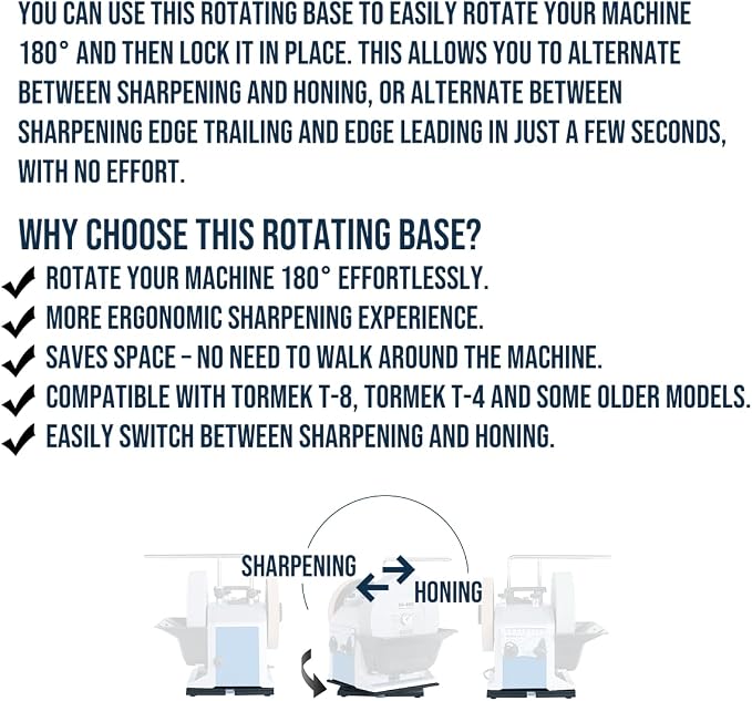 RB-180 Rotating Base for Tormek T-8, T-7, T-4, T-3, S2000, S1200 - Effortless 180° Swivel, Seamless Sharpening & Honing, Perfect Compatibility, Low-Profile Design, No Extra Adapters Needed
