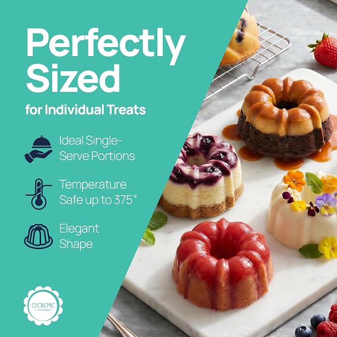 O’Creme Bakeable Plastic Mini Cake Pan with Container - Baking Pan With Non-Stick Silicone - Reusable Mold For Baking and Much More - and Clear Snap-Closure Container - 50 Cake Pans + 50 Containers