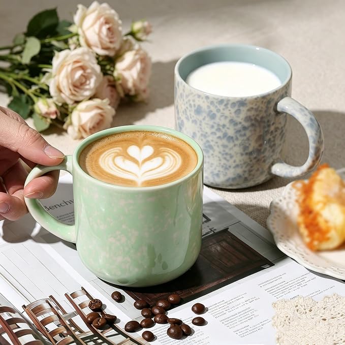 MONITO 12 OZ Coffee Mugs Set of 6, Modern Coffee Mugs Set with handle for Tea/Latte/Cappuccino/Milk/Cocoa.