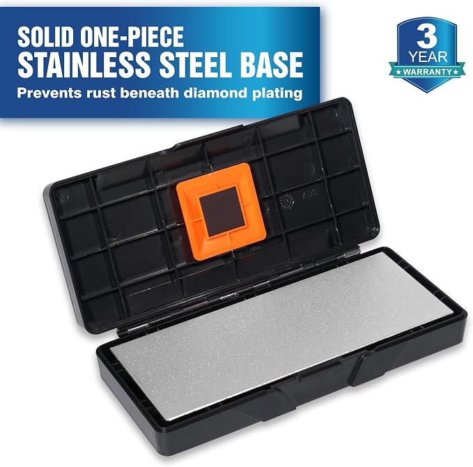 SHARPAL 156N Double-sided Diamond Sharpening Stone, 6 in. x 2.5 in. | Coarse 325 / Extra Fine 1200 Grit, Storage Case with NonSlip Base, Angle Guide, Knife Sharpener