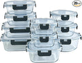 20-Piece Glass Food Storage Containers with Airtight Leakproof Lids - 10 Bowls & 10 Lids, BPA-Free Meal Prep Lunch Containers | Oven, Microwave, Freezer & Dishwasher Safe