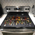 Glass Stove top Cover 28"x 20", Stove Top Covers for Electric Stove, Flat Range Mat for Glass Cooktop, Kitchen Heat-Resistant Protector Non-Slip Drying Mat (Herbs Spices)