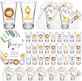 Pickmesh 50 Sets Safari Baby Shower Shot Glasses for Guests Include Animal Shot Glasses Thank You Cards Organza Bags for Jungle Woodland Gender Reveal Party Supplies