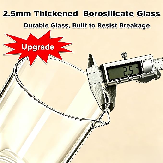 QUQIYSO French Press Coffee Maker, 2.5mm Thick Borosilicate Glass, 4 Layer Stainless Steel Filter, BPA Free Cold Brew Coffee Maker & Teapot, Durable Coffee Press for Home, Travel, 34oz, Silver