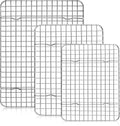 Checkered Chef Cooling Rack, Set of 3, Stainless Steel | Grid Wire Design, Oven Safe, Dishwasher Safe, For Cooking and Baking