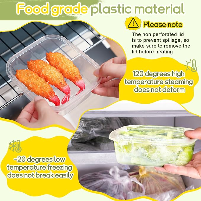 100 Pack 16 oz Deli Containers with Lids, Tamper Proof Leak Resistant Clear Plastic Food Storage Containers, Airtight Meal Prep Container for Soup Salad Tiramisu, Microwave & Dishwasher Safe