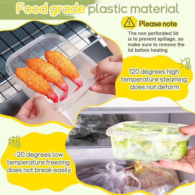 50 Pack 24 oz Deli Containers with Lids, Tamper Proof Leak Resistant Clear Plastic Food Storage Containers, Airtight Meal Prep Container for Soup Salad Tiramisu, Microwave & Dishwasher Safe