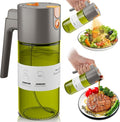 LAKUMIQI 2 in 1 Oil Sprayer for Cooking, 17oz Light-Blocking Glass Spray Bottle with Stickers, Oil Dispenser for Salad, Air Fryer & BBQ