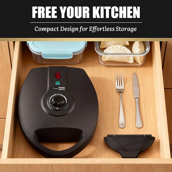 FineMade Electric Empanada Maker Machine with Press Mold, Large Dumpling Maker, Pierogi Maker Press Machine, Make 4 Psc of 6 Inches Large Empanadas, Jamaican Beef Patties,Calzones, Pocket Pies