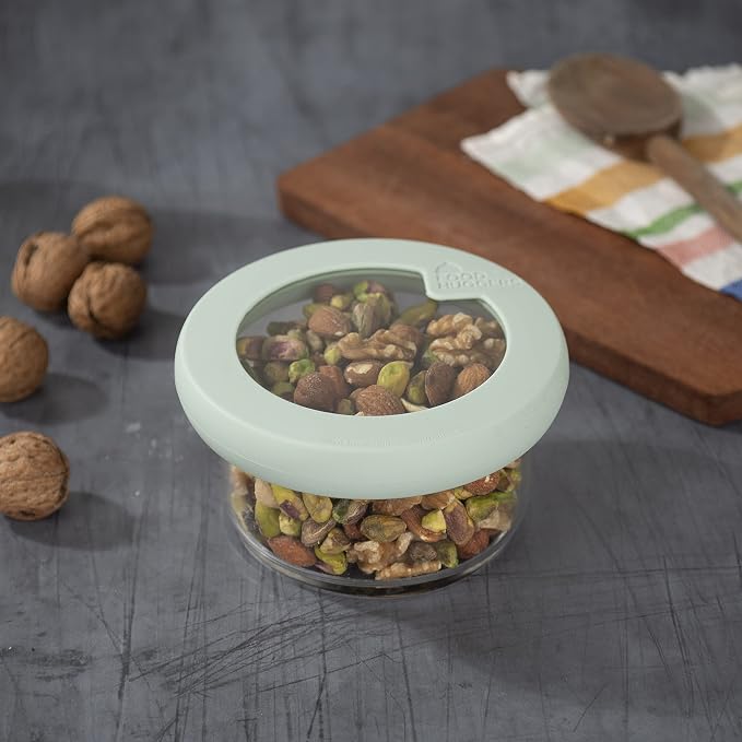 Food Huggers Replacement Lids for Glass Storage Containers Silicone & Glass Lids that Don’t Crack | Fits Most Round Container Brands & Bowls | 100% Plastic Free | 1 Lid (X-Small), Gradual Green
