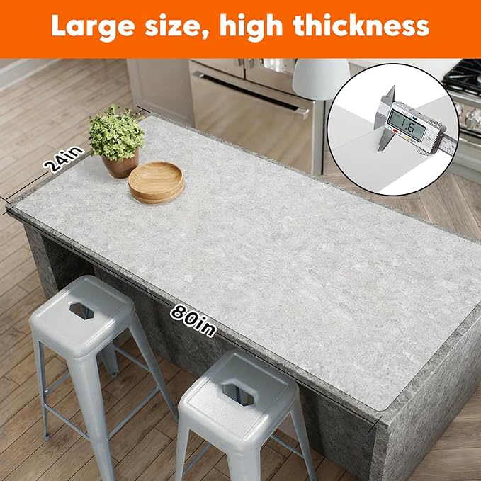 Extra Large Silicone Mats for Kitchen Counter,24"x80"Heat Resistant Mat for Kitchen Island,Waterproof Multipurpose Countertop Protector,New Skin-Friendly Material Table Mat,Freely Cuttable,Translucent