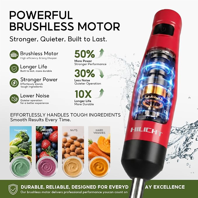Cordless Immersion Blender, 3-in-1 Hand Blender with Charger | Blend Anywhere: Wall Charger, Brushless Motor, Whisk & Frother, 60+ Bowls, Smoothies, Soup, Baby Food