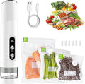 Compact Vacuum Sealer for Food, Cordless Handheld Vacuum Sealer Machine with 30 Reusable Bags, 1800mAh Rechargeable Portable Food Saver for Sous Vide, Meal Prep, Meat & Vegetables