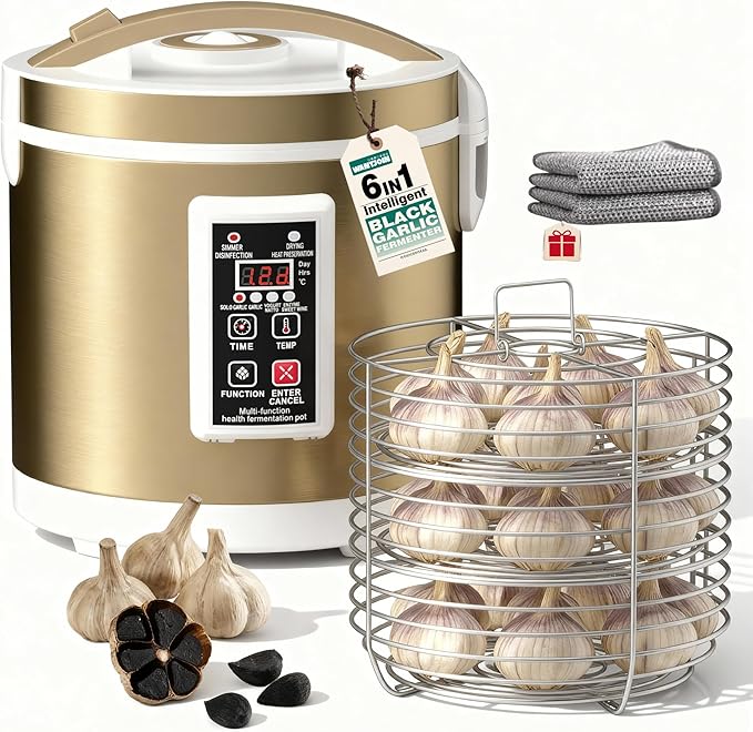 WantJoin Black Garlic Fermenter 7.5L - Full Automatic Black Garlic Maker, Intelligent Control, 360°Even Dry Heating, Makes 4-6 LBS Black Garlic Fermenter Machine, For Multi Clove&Whole Clove Garlic