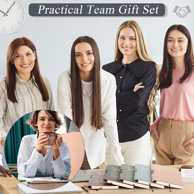 Didaey 10 Sets Difference Maker Appreciation Gifts Set 13oz Inspirational Ceramic Coffee Mugs A6 Leather Notebooks Ballpoint Pens Bulk Thank You Gifts for Employees, Staff, Nurses, Team Members