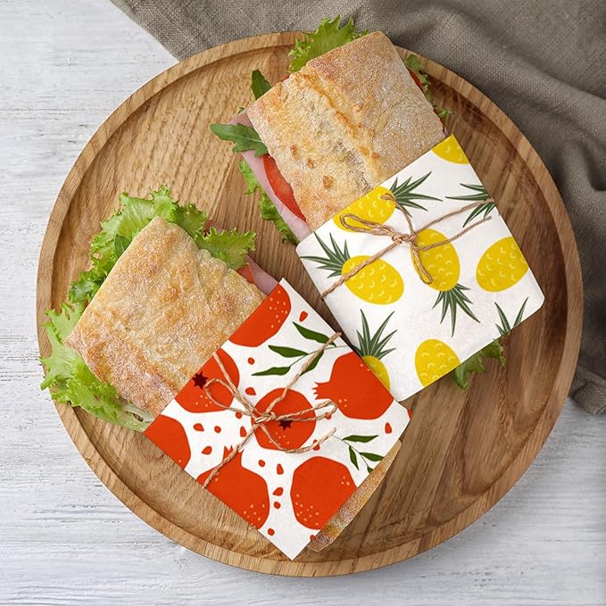Whaline 240Pcs Fruit Wax Paper Summer Lemon Pineapple Strawberry Deli Wrap 11.8 Inch Colorful Blueberry Kiwi Sandwich Waterproof Greaseproof Picnic Liners for Party Kitchen Supplies
