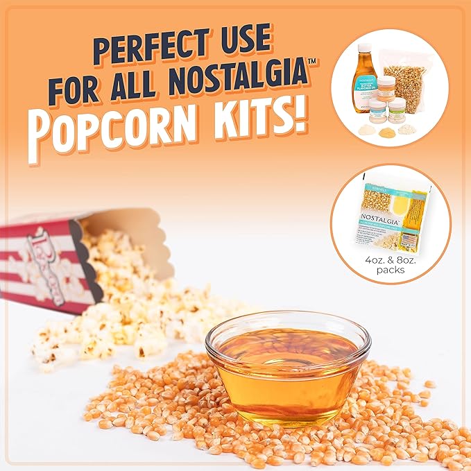 Nostalgia Non Stick Stirring Popcorn Maker for 24 Cups of Theatre Style Popcorn with Hot Oil - Dual-Use Lid & Serving Bowl - Quick Heat Technology & Cool Touch Handles - Ez Store - Red