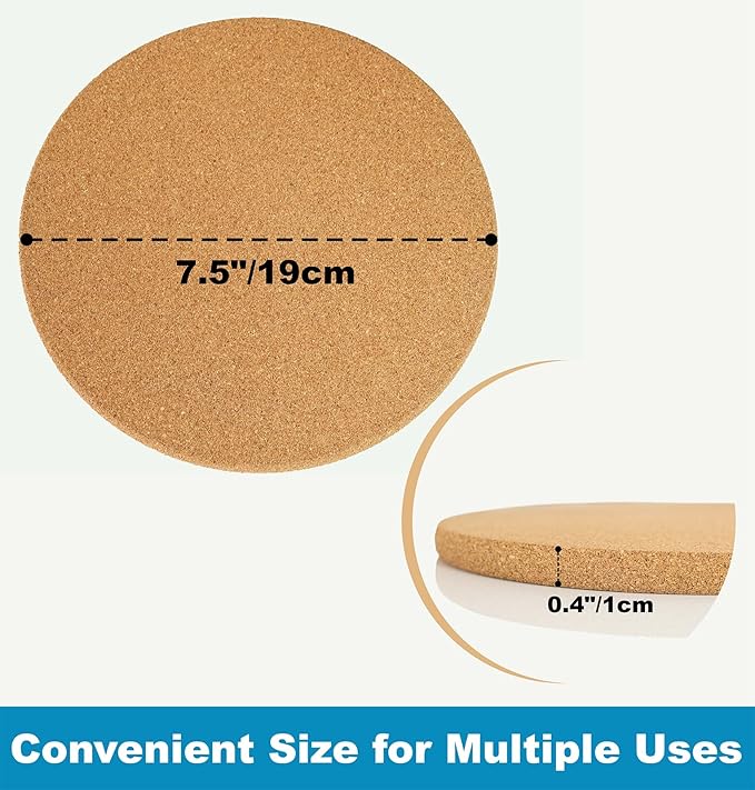 Marble Spoon Rest, Black, 1 Pack + Round Cork Trivets, 7.5 Inches, 4 Pack