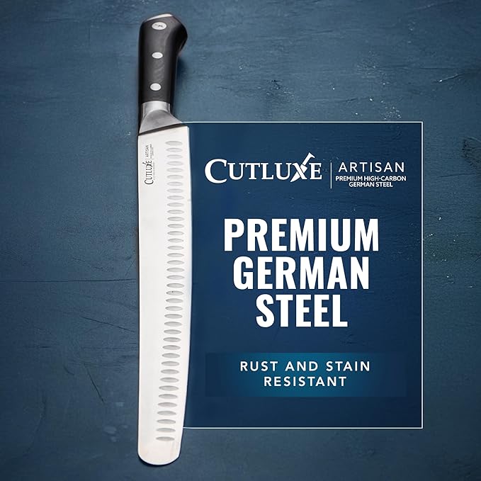 Cutluxe Extra-Long 14" Slicing Carving Knife – Brisket Knife, Razor Sharp Meat and BBQ Knіfe – High Carbon German Steel – Full Tang & Ergonomic Handle Design – Artisan Series
