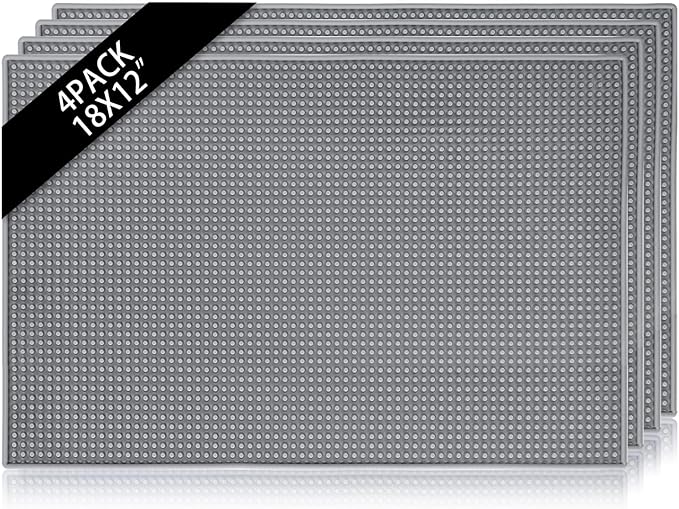 4 Pcs Bar Mat for Countertop Bartending Gray Rubber Silicone Bar Mat for Home Bar Coffee Large Particle Non-Slip Mat for Kitchen