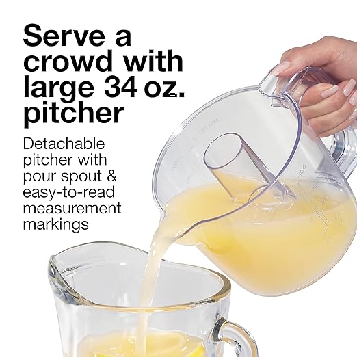 Proctor Silex Alex's Lemonade Stand 34 oz. Electric Citrus Juicer | Pressure Activated | 2 Reamers For Big and Small Fruit | Pulp Control | For Orange, Lemon, Grapefruit Juice | Yellow
