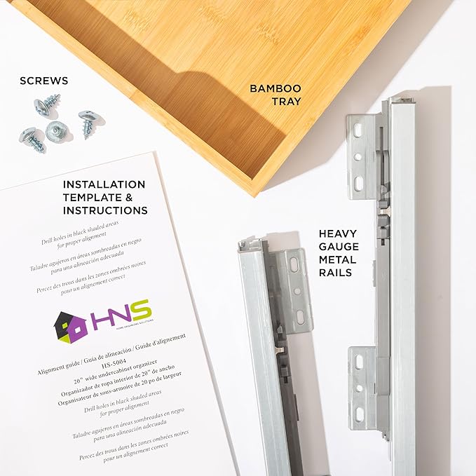 HOLDN’ STORAGE Bamboo Wooden Pull out Cabinet Organizer 20"W x 21"D Requires At Least a 21.25"W x 21"D Cabinet Opening W/Lifetime Limited Warranty, Bamboo Tray and Heavy Gauge Metal Rails