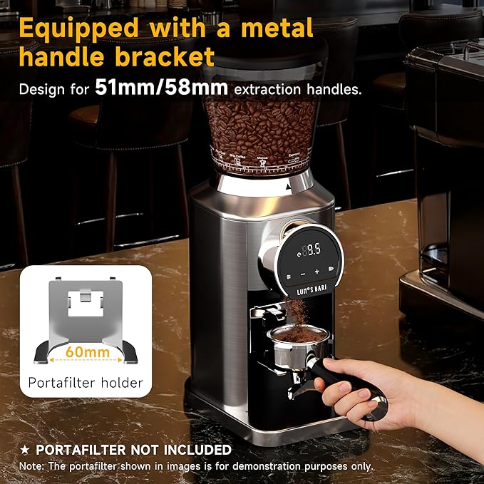 Conical Burr Coffee Grinder with 40mm Stainless Steel Burr, 34 Grind Settings & Anti-Static, Electric Espresso Grinder for Home Use –Perfect for Espresso, Drip Coffee, French Press & Cold Brew, Silver