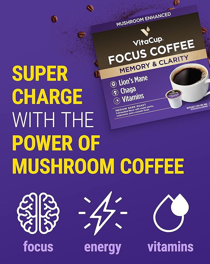 VitaCup Coffee 6 Blend Variety Sampler Pack 30ct. Vitamin & Superfood infused Single Serve Pods Compatible with K-Cup Brewers Including Keurig 2.0