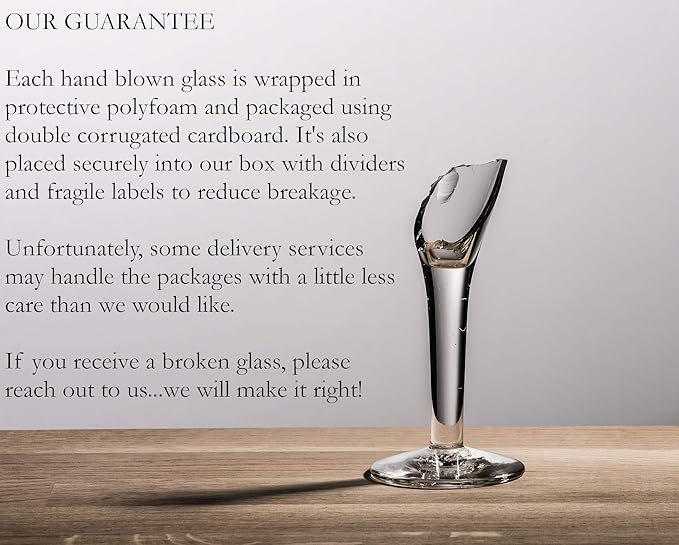 Hand Blown Mexican Drinking Glasses - Set of 6 Juice Glasses with Cobalt Blue Rims (8 oz each)