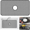 Bestjing Silicone Sink Protectors for Kitchen Sink with Center Drain - 29.7"x 15.5" Kitchen Protector Accessory, Non-Slip Heat Resistan Mat for Bottom of Farmhouse Stainless Steel Porcelain (Black)