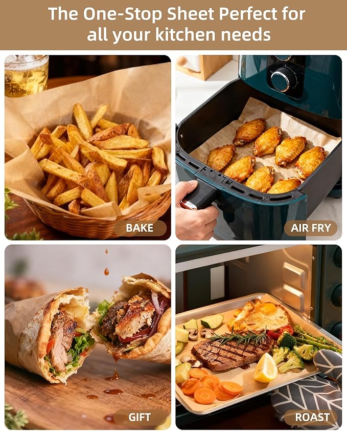 220 Count Parchment Paper Sheets for Baking 12x16 Inch, Precut Non-Stick Unbleached Baking Paper, Half Sheet Pan Liners for Oven, Cooking, Grilling, Air Fryer, Steaming