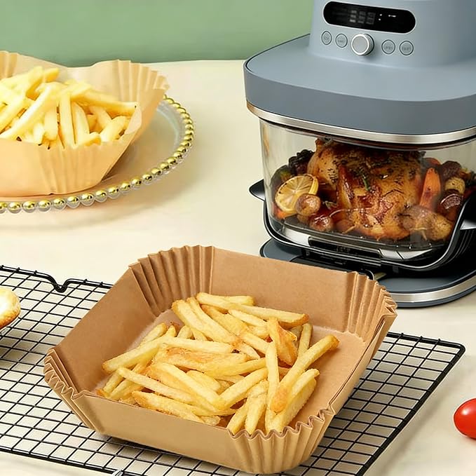 200PCS Air Fryer Liners Disposable for Ninja Crispi Pro 6-in-1 Glass Air Fryer 6QT AS101CY | AS101DG | AS101LG, Parchment Paper for Instant Pot, COSORI, Chefman 6 qt Airfryer,Ninja Crispi Accessories
