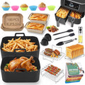 Silicone Air Fryer Liners, Reusable Rectangular Airfryer Basket Liners Compatible with Ninja Foodi DZ201/DZ401/DZ302/DZ550 & Most 8-10QT Dual Basket Air Fryers, 21PCS Air Fryer Accessories