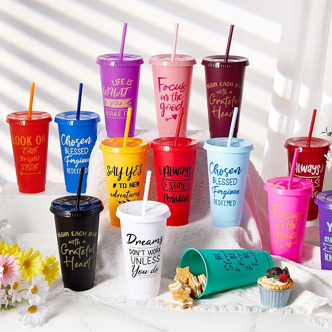 Uiifan 100 Pcs Inspirational Cups Bulk Appreciation Gifts for Employee Coworker Staff Team Thank You Gifts, Office Prizes for Adults Work Party Favors, Associates, Giveaways (Multicolor)